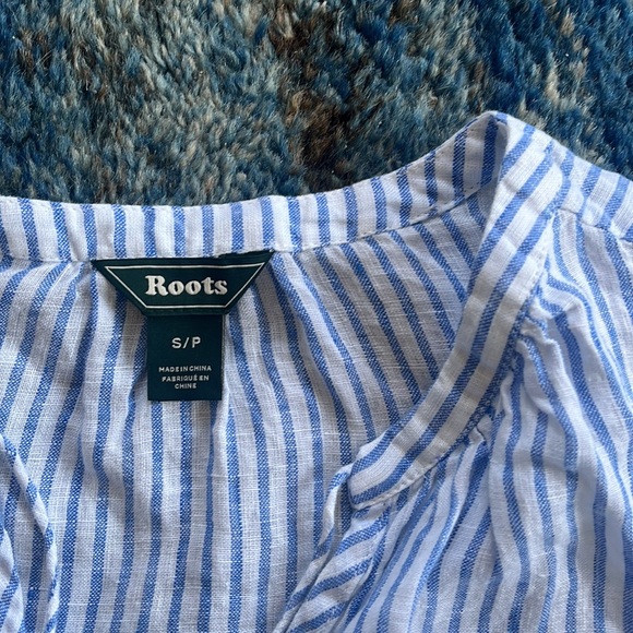 Roots linen striped peasant top NWOT - Picture 2 of 9